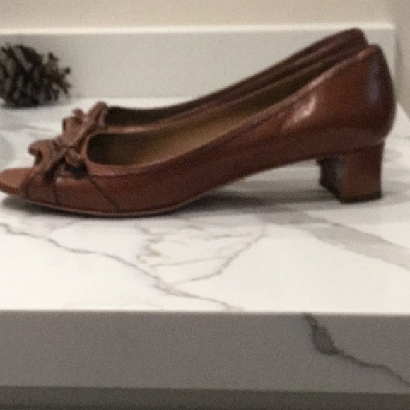 Prada Brown Leather open toed heels, size 39 - Picture 2 of 7